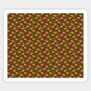 Cute Brown Fall Chicken Pattern Sticker